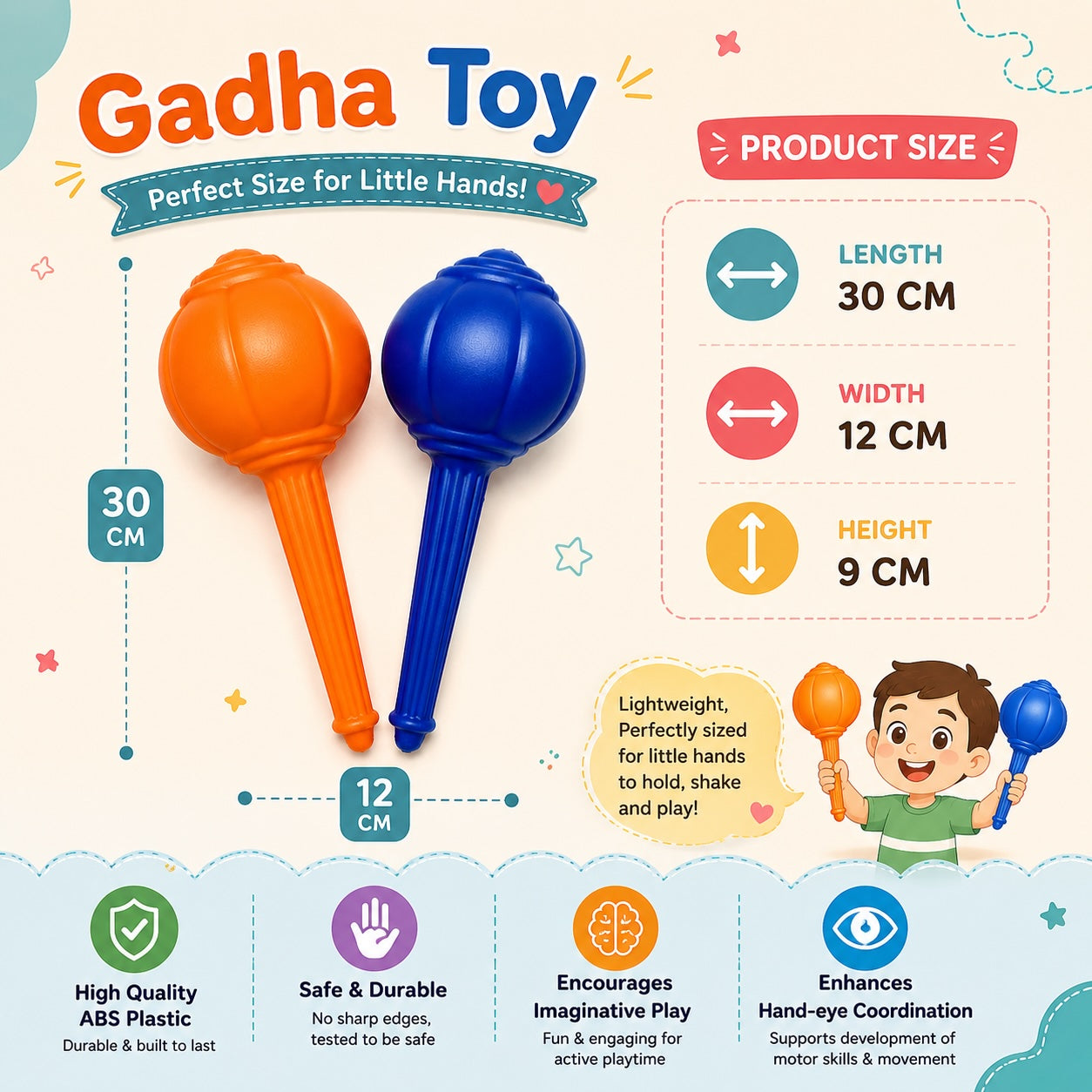 Hanuman Gada Toy for Kids | Premium Durable Plastic | Jumbo Size | Mythological Role Play Toy | Indoor & Outdoor Play | Perfect Gift for Children