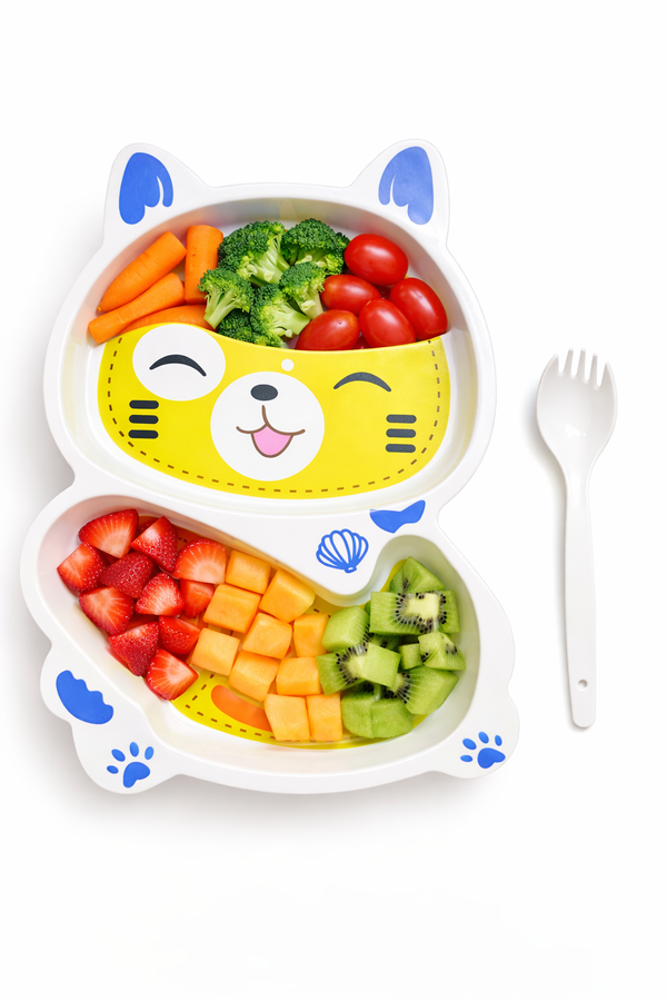 Multicolor Feeding Plate With Spoon 2 Compartment