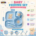 Blue Cute Bear Baby Feeding Set 5 Piece Dinnerware