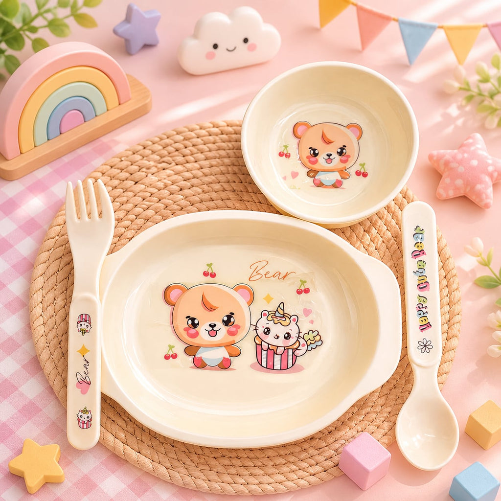 Little Bite Kids Bowl Set 2 Bowls With Spoon And Fork Durable Feeding Set
