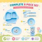 Kakiko 6-Piece Blue Club Baby Feeding Set – BPA-Free