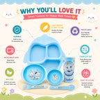 Kakiko 6-Piece Blue Club Baby Feeding Set – BPA-Free